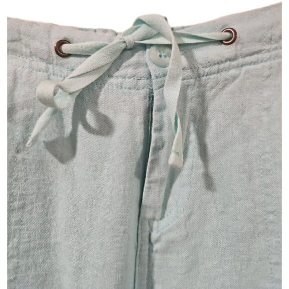 Just Living Linen Blend Mint Green Drawstring Wide Leg Pants Women LRG Lagenlook - Picture 6 of 12